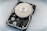silver and black hard disk drive
