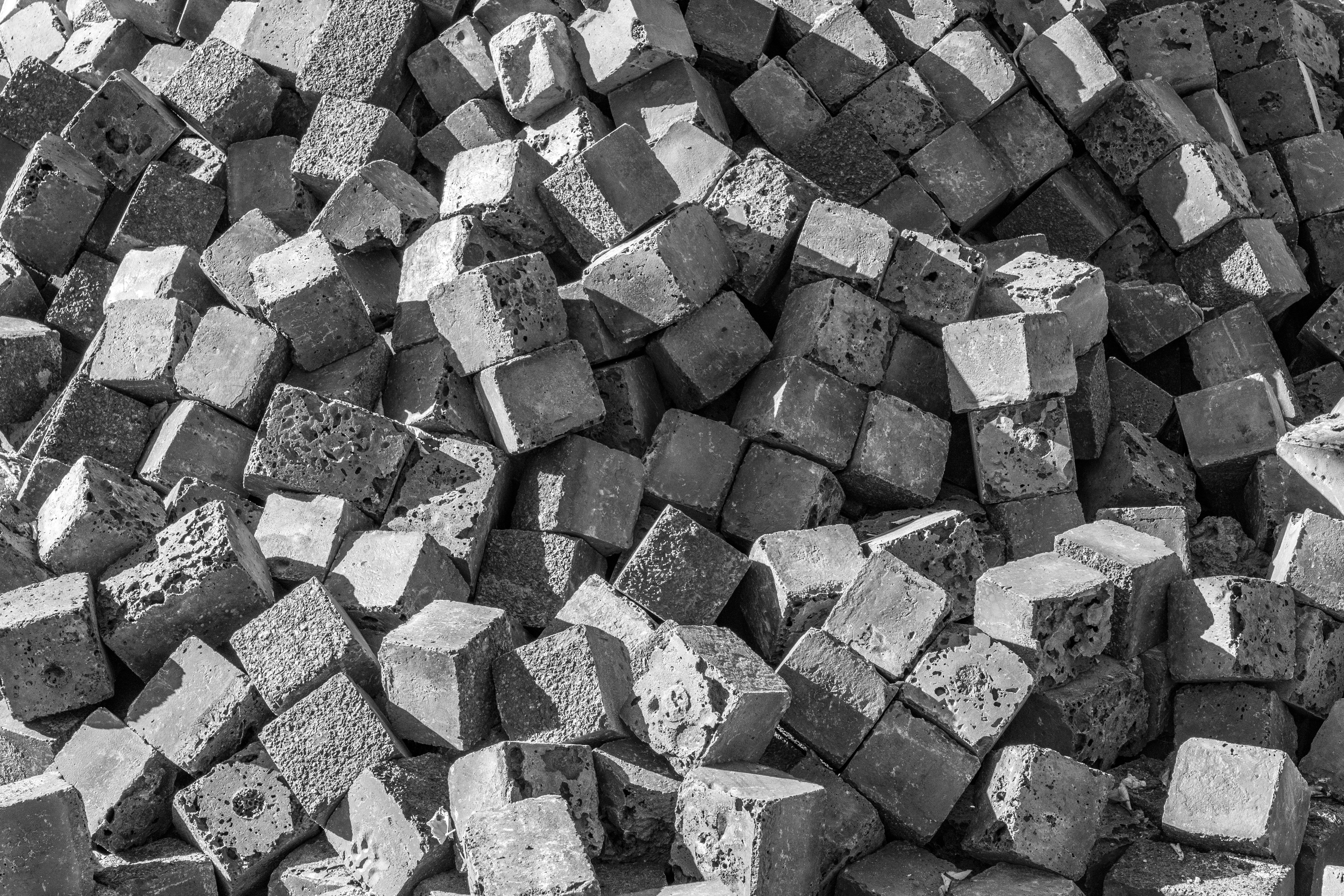 gray and white concrete blocks
