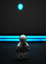 lego minifig with blue light