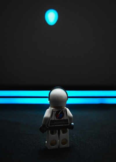 lego minifig with blue light