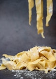 pasta on black wooden table