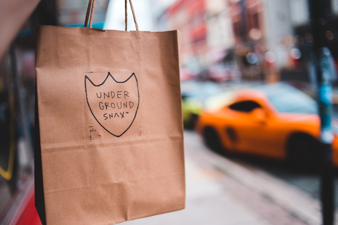 brown paper bag on white table