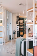 white wooden framed glass door