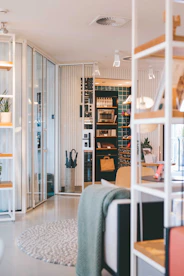 white wooden framed glass door