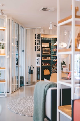 white wooden framed glass door