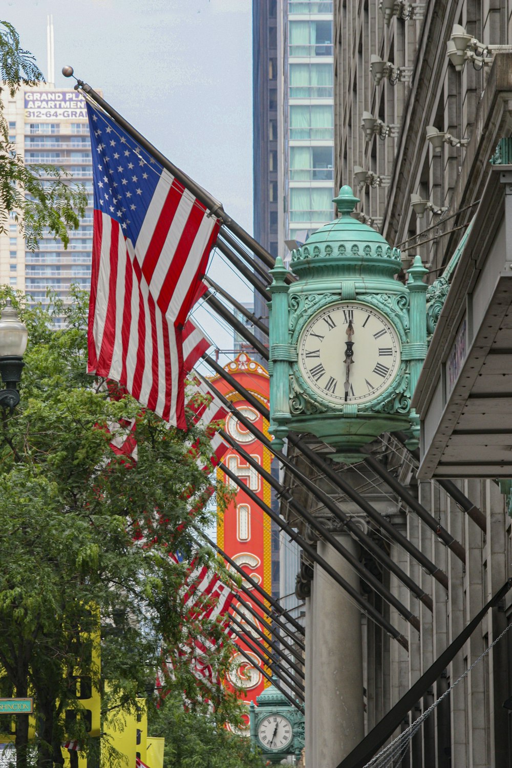 green and white clock tower