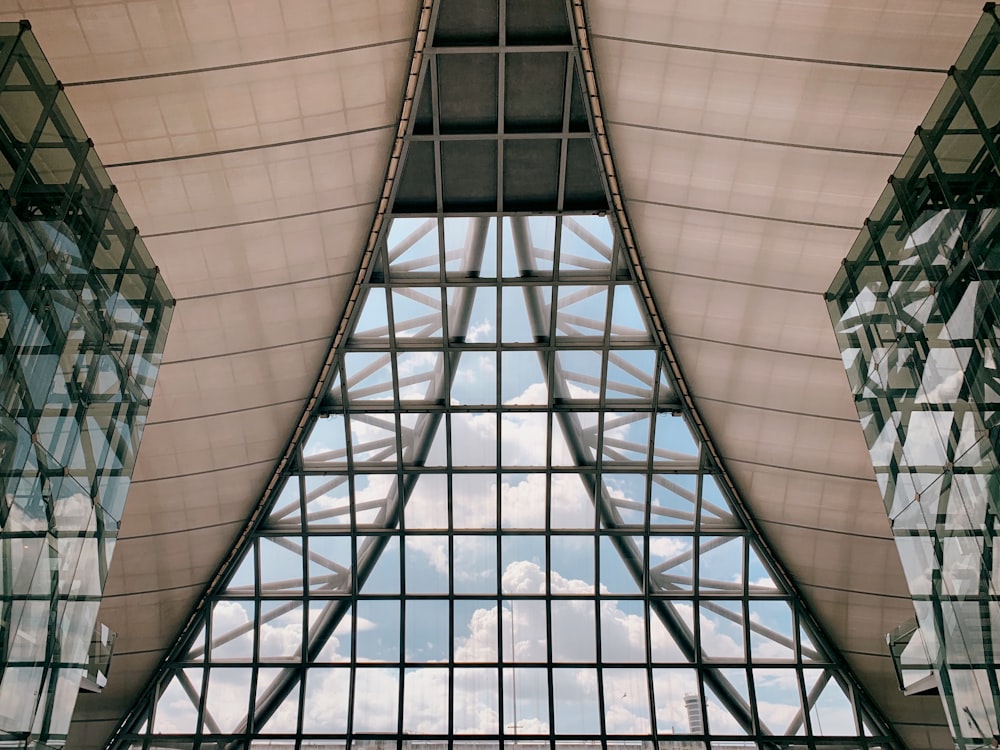 black metal framed glass roof