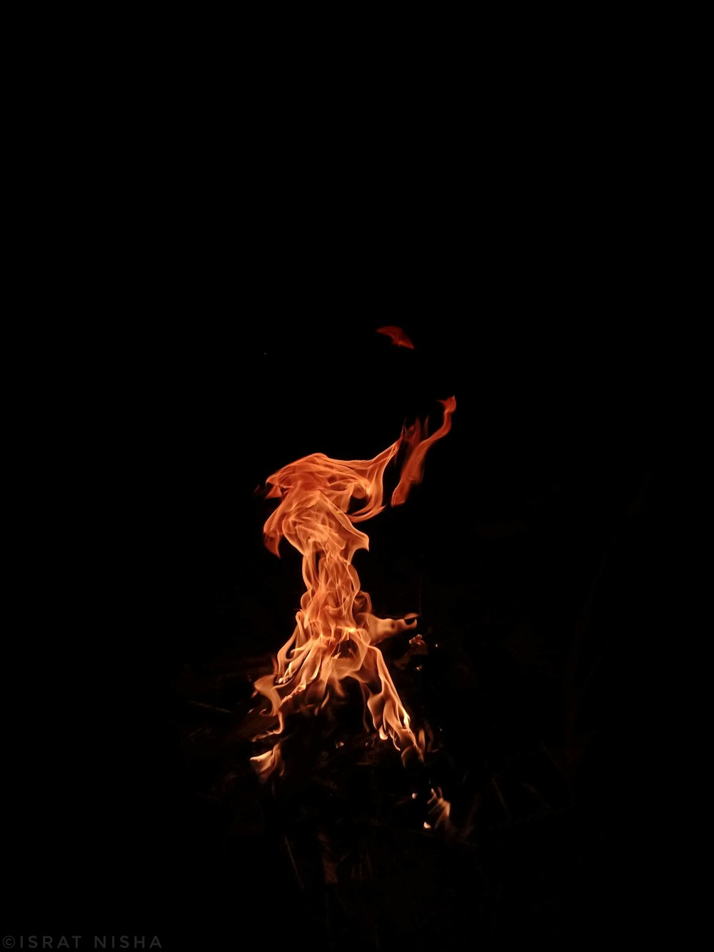 orange fire in black background