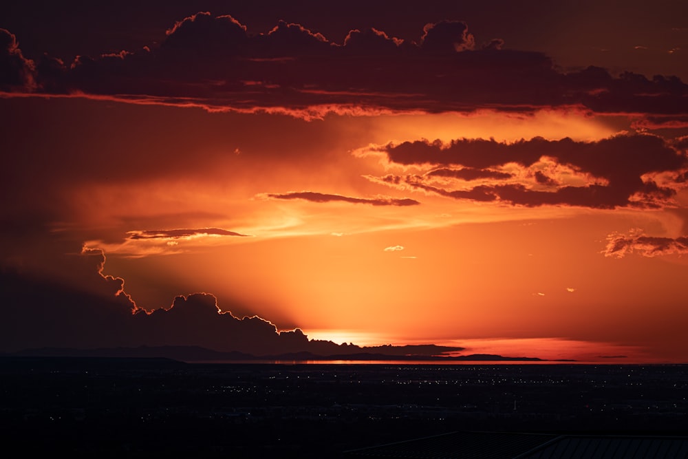 silhouette of mountains during sunset