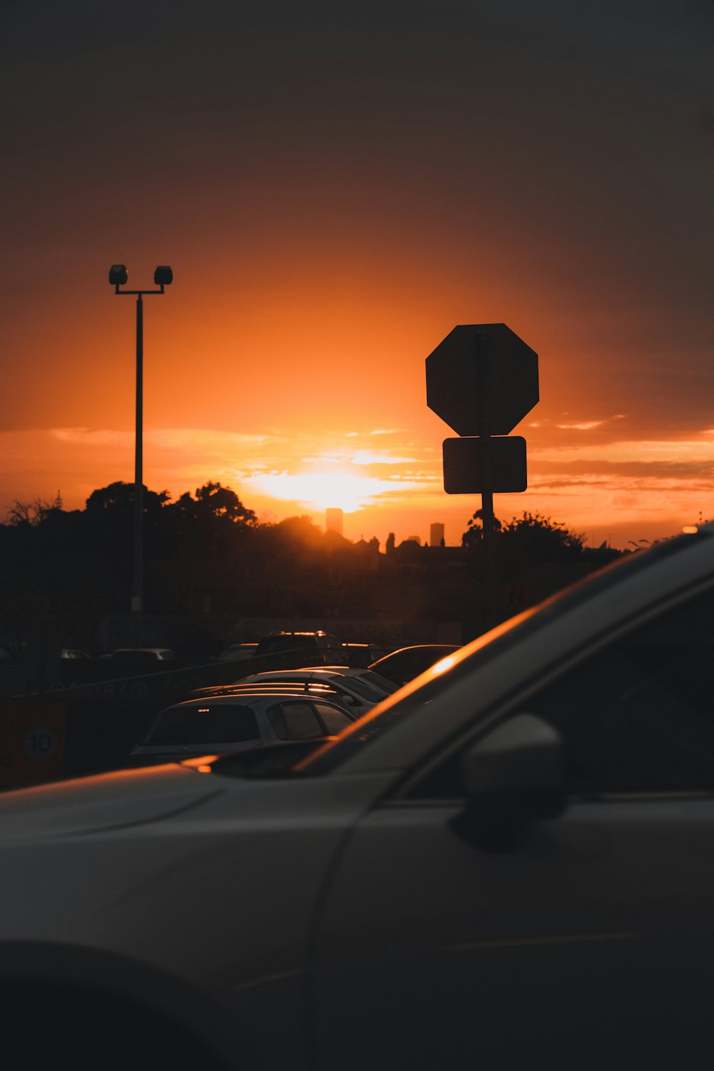 cars on road during sunset