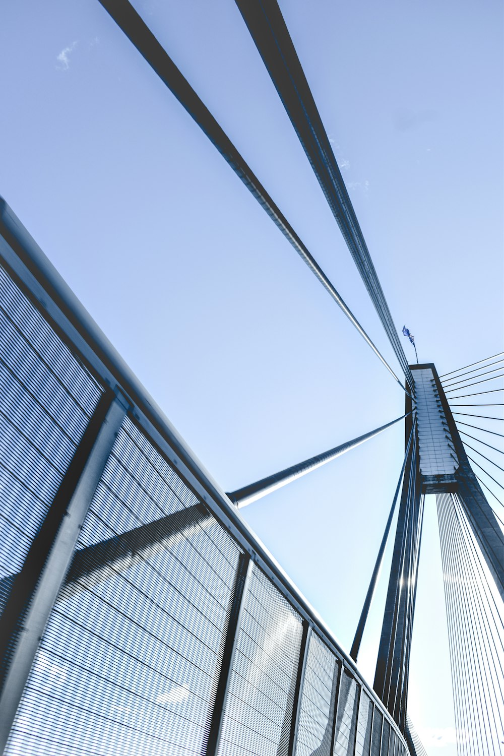 low angle photography of gray metal frame