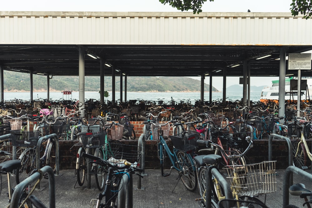 bicycles parked on parking lot during daytime