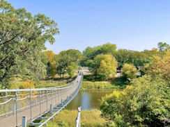 white bridge over river surrounded by green trees during daytime