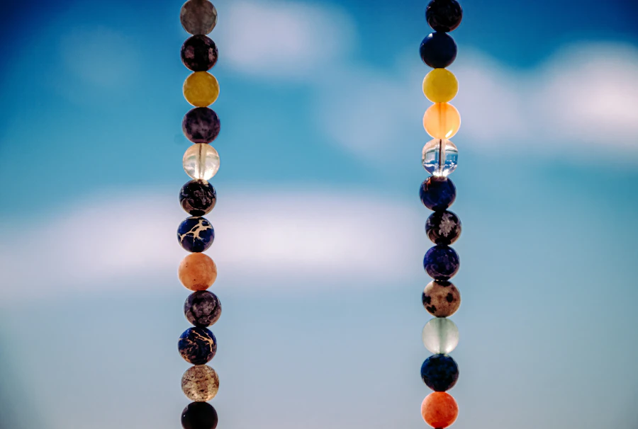Rudraksha beads strung into a mala, popular with pilgrims for personal worship