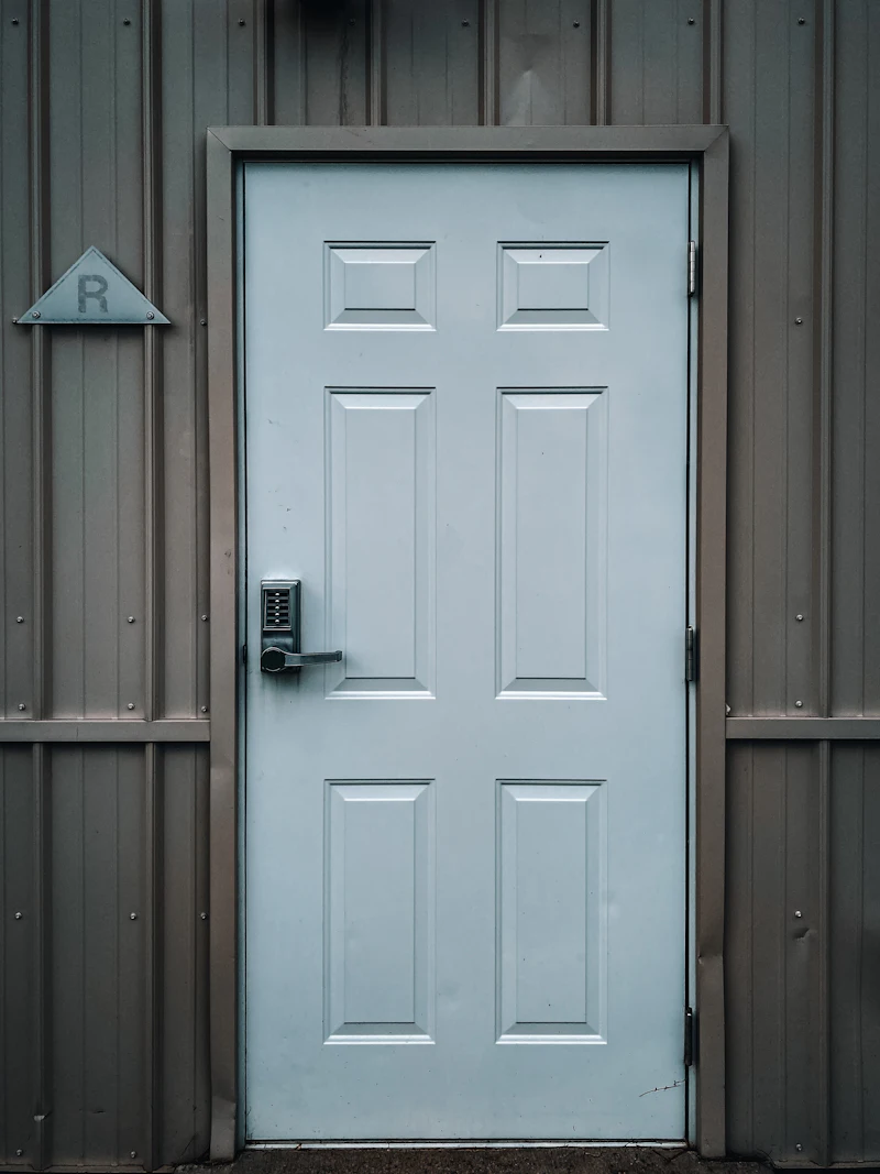 White interior door with new black lever handle