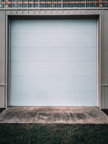 white roll up door closed