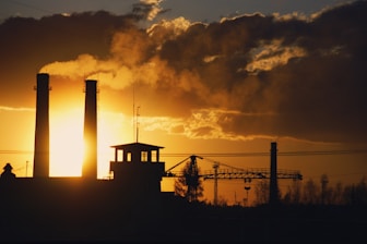 silhouette of building during sunset