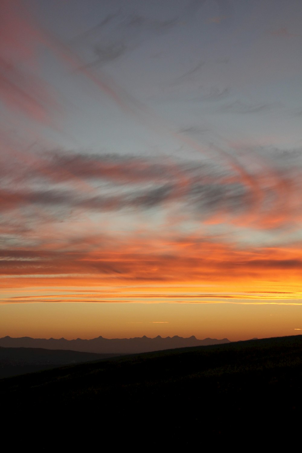 silhouette of mountain during sunset