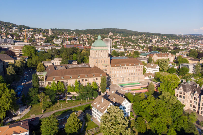 Aerial view of Zurich and the old town, Switzerland