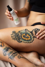 A selection of aftercare products for tattoos.