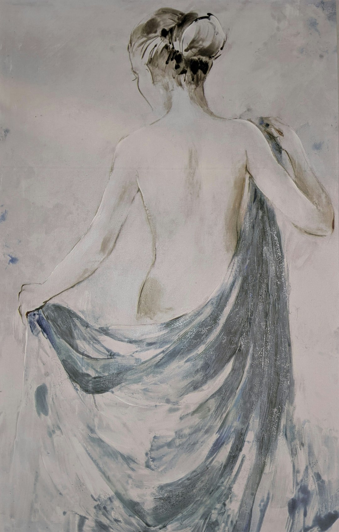 woman in white dress painting