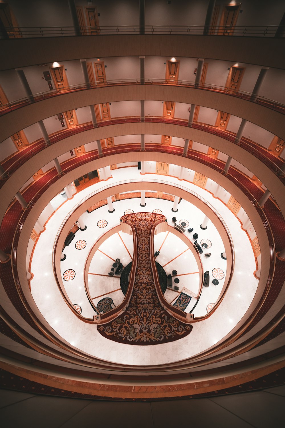 brown and white round ceiling