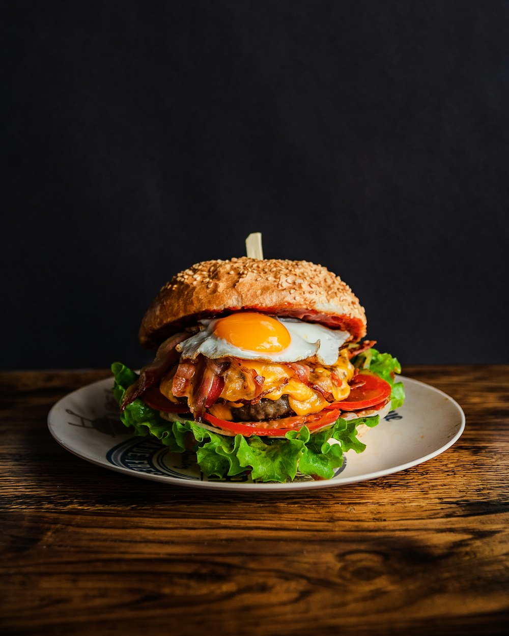 burger on white ceramic plate