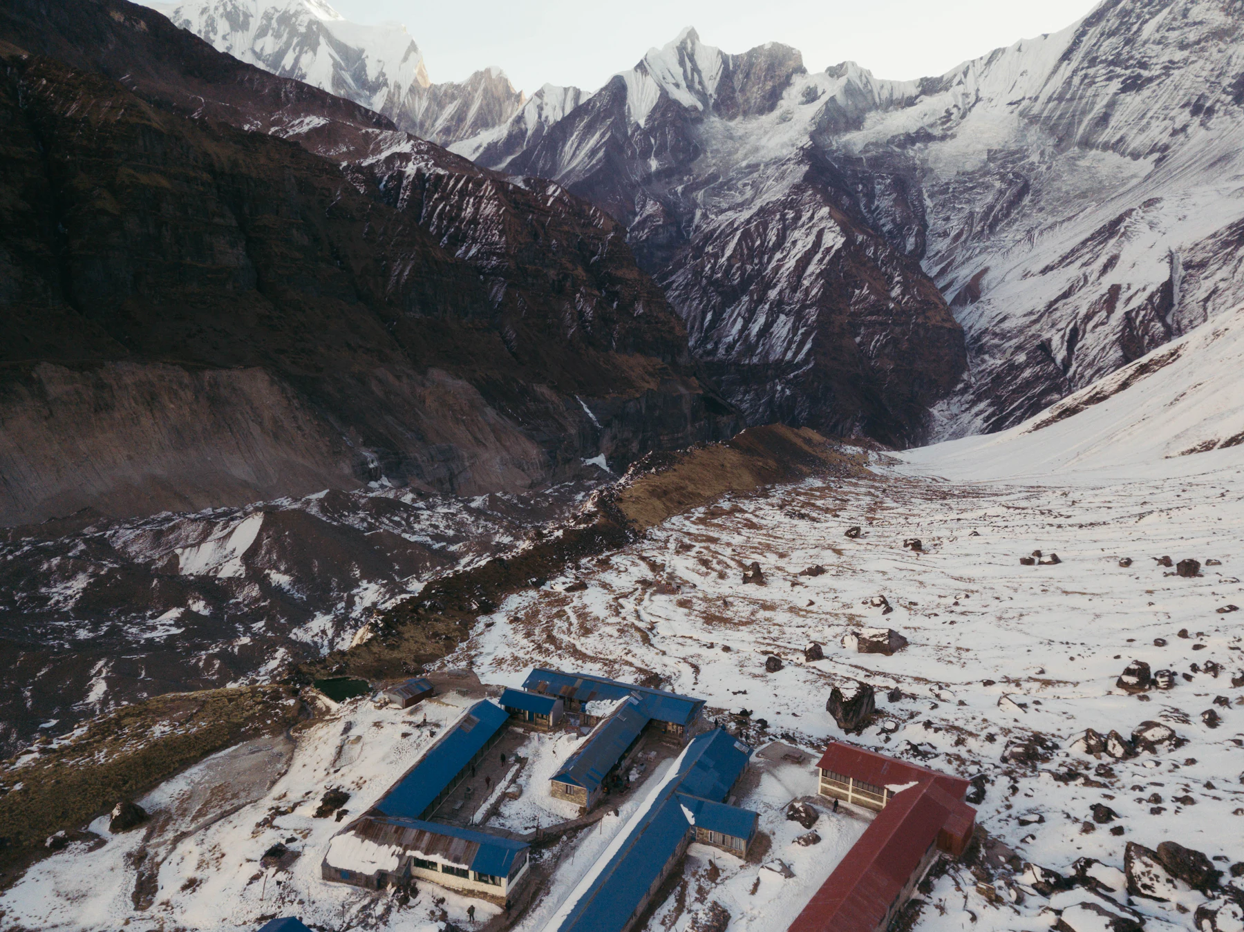 Aerial view of snow-covered mountains