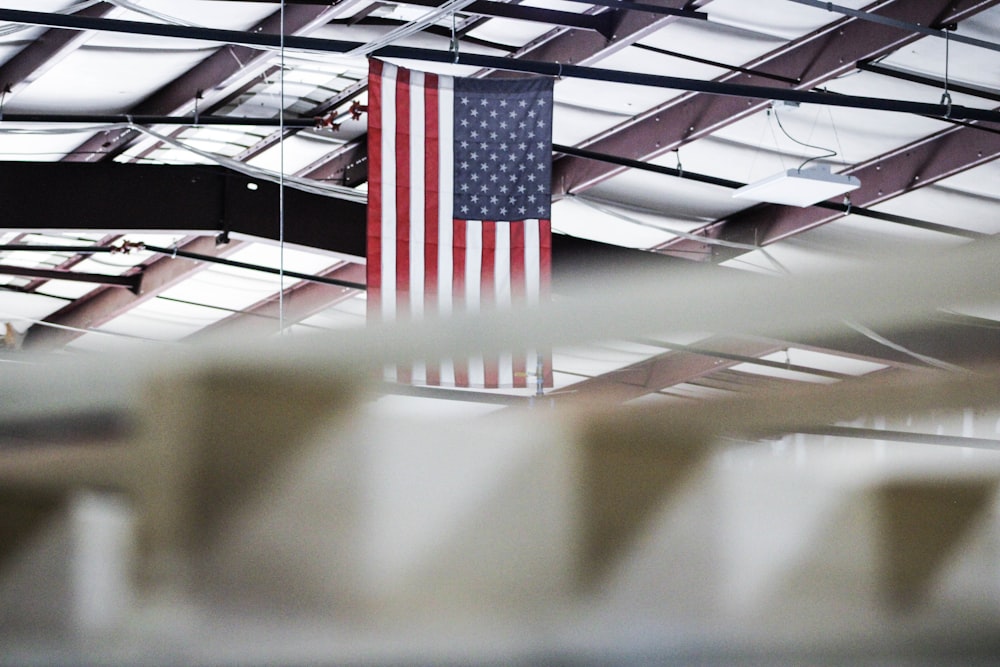 white and red building interior