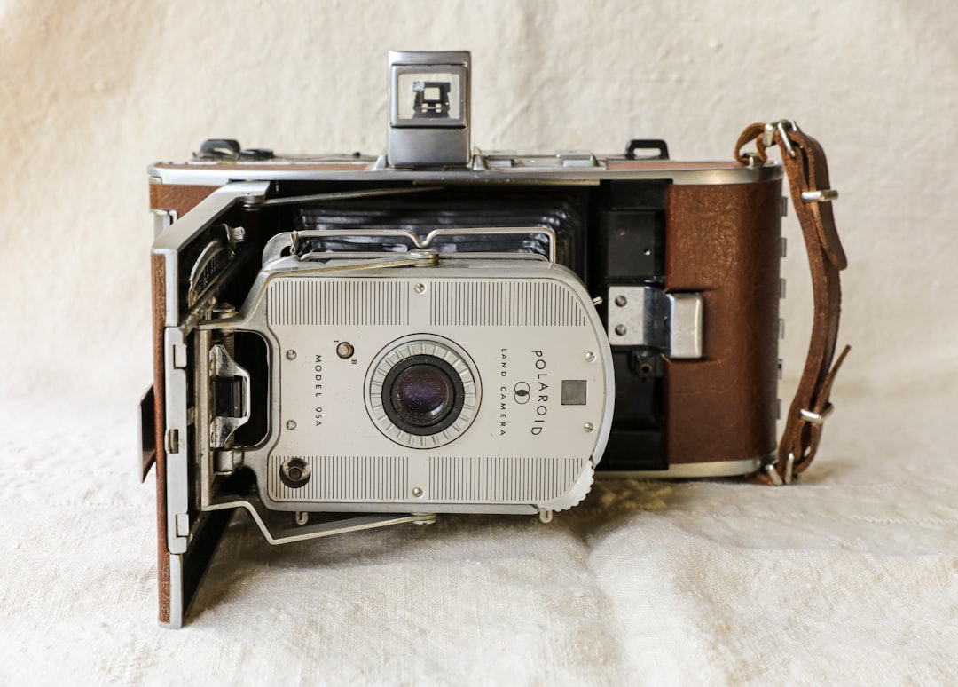 black and silver vintage camera