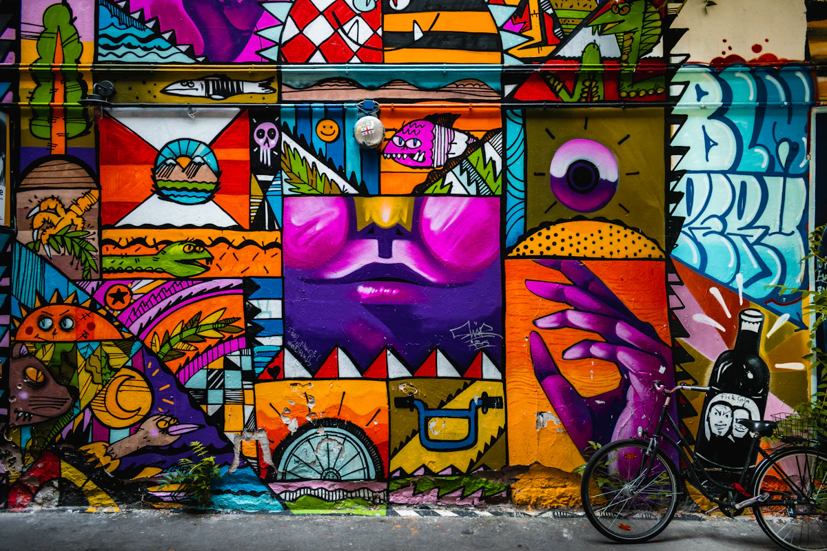 A colorful arts-district street mural in Dallas