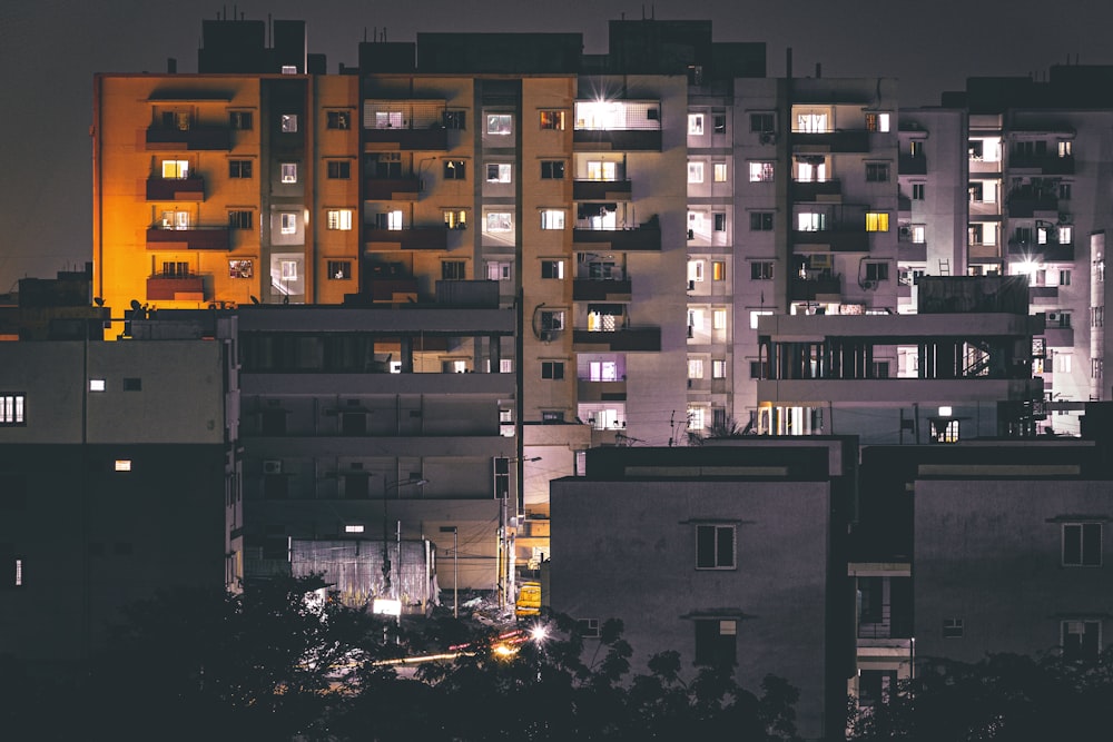 high rise building during night time