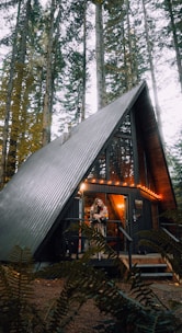 brown wooden house in the woods