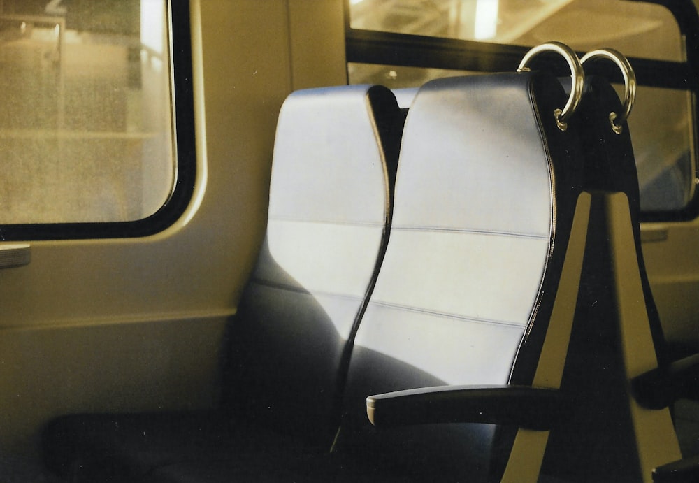 white and black bus seat