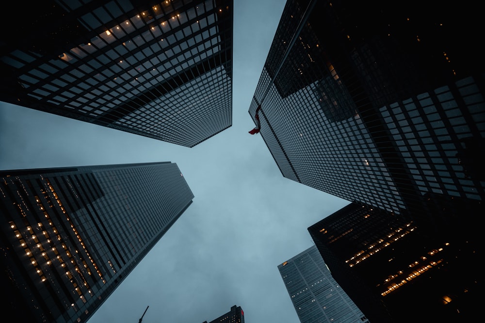 low angle photography of high rise buildings