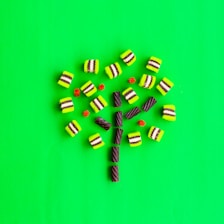 green and white plastic beads