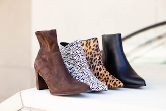 brown and black leopard print boots