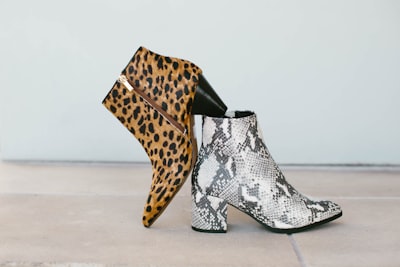 black and white leopard print umbrella boots teams background
