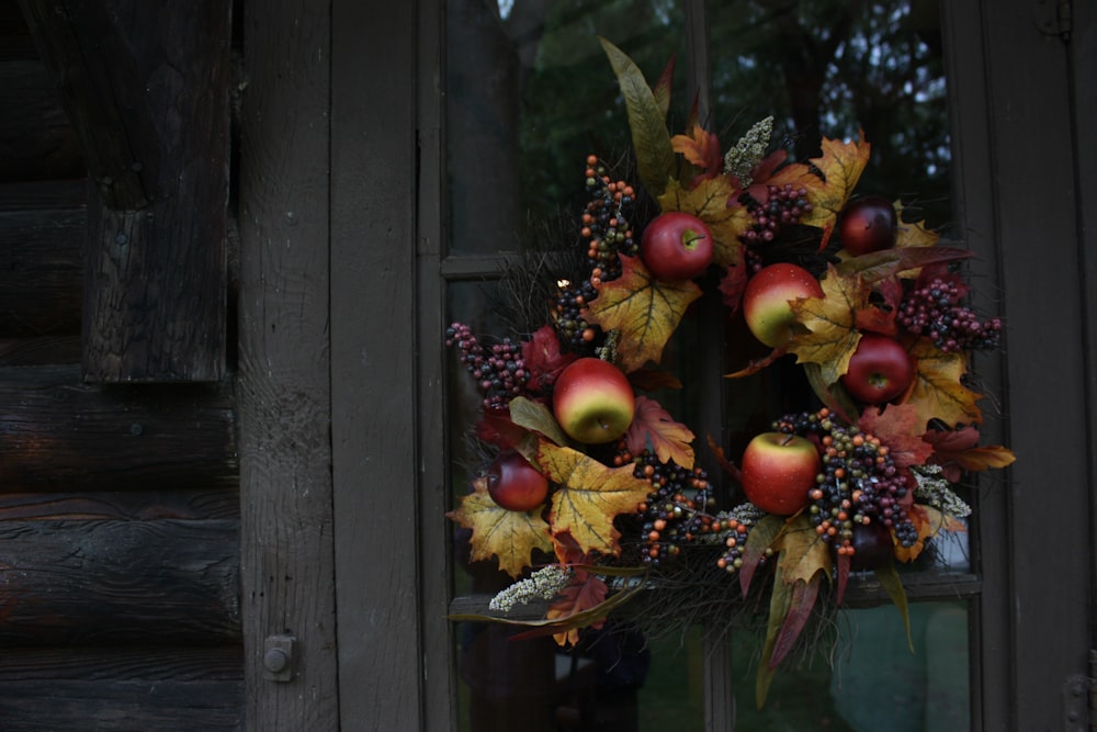 green and red fruit wreath