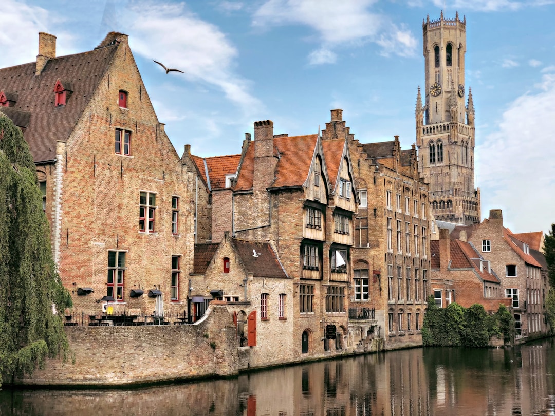 Bruges, Belgium - Belfry and Markt square in Bruges at dusk