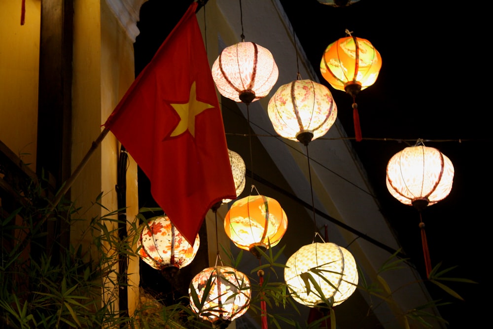 red and white paper lantern