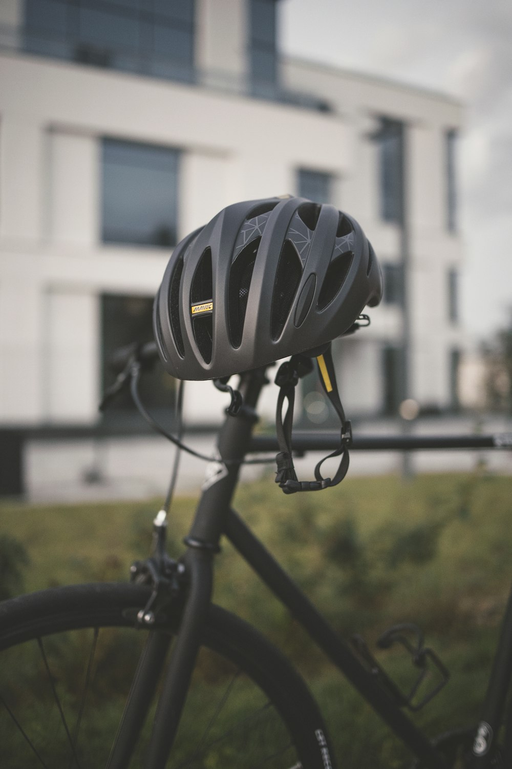 black bicycle with black bicycle wheel