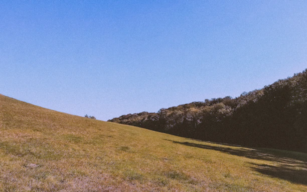 A well-cleared plot with a gentle slope and a distant view of rolling hills.