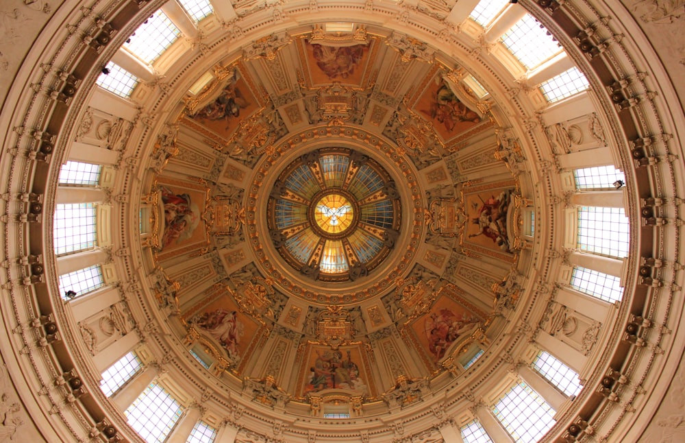 brown and white dome ceiling