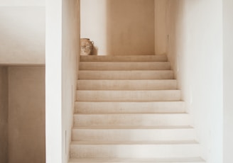 white wooden staircase with white wooden railings