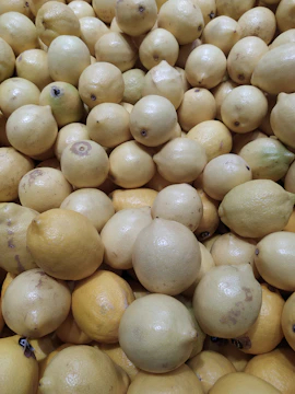 Close-up of fresh lemons stacked neatly in crates ready for export.