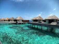 brown wooden house on body of water under blue sky during daytime