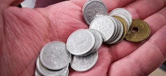 silver and gold round coins