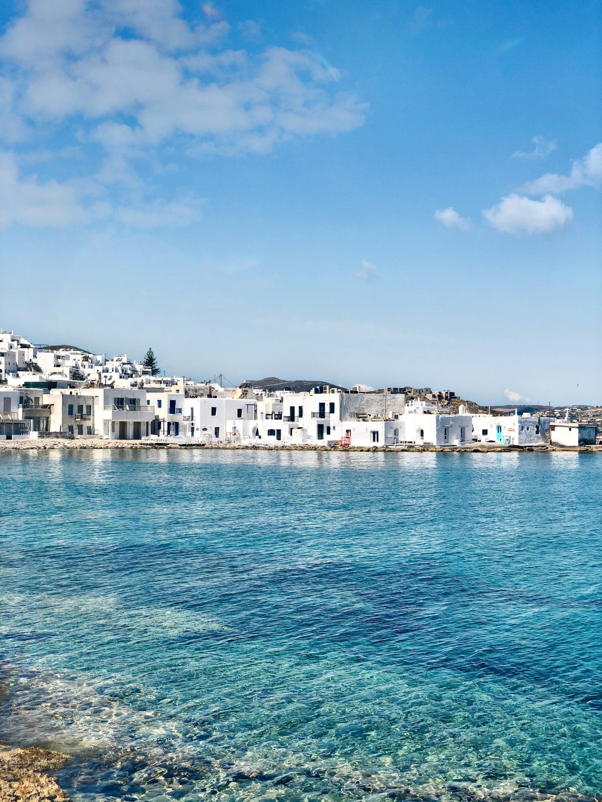 Parikia harbour and windmill in January