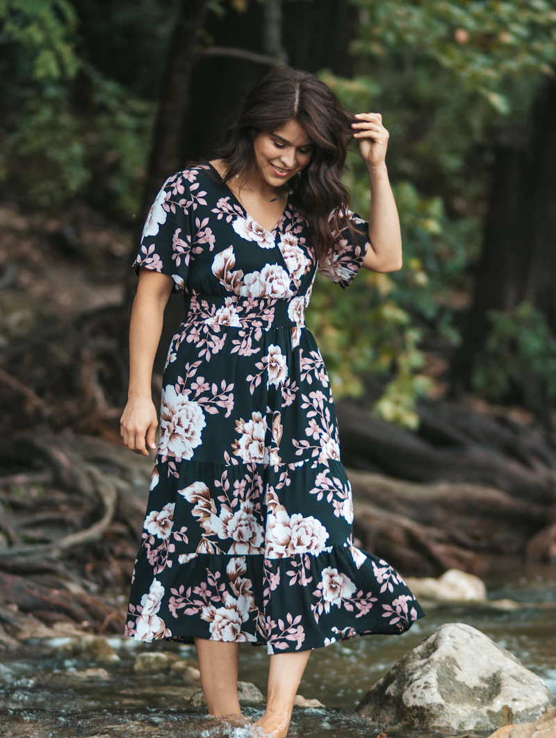 Rust Floral Print Dress